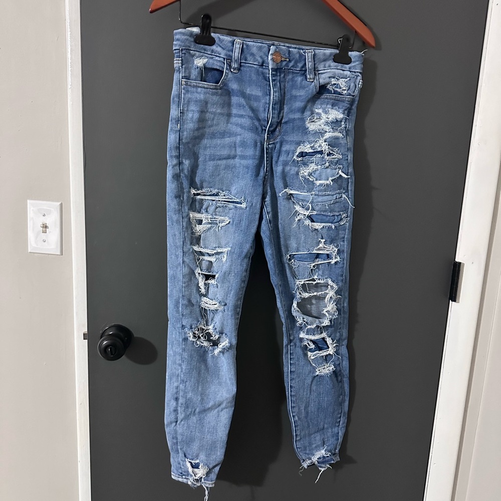 Distressed Blue Jeans